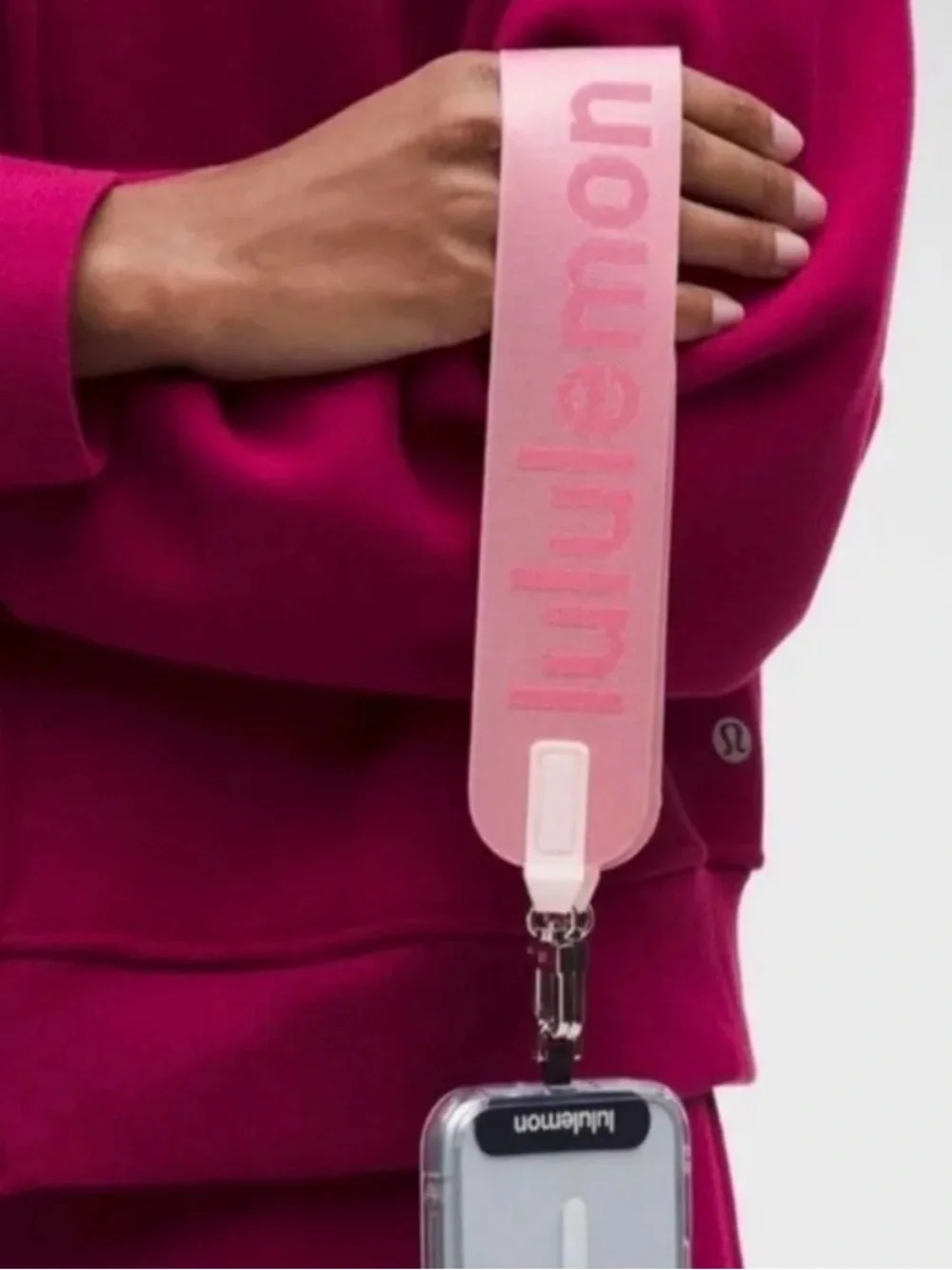 lululemon athletica Pink Phone Strap Lanyard with Logo